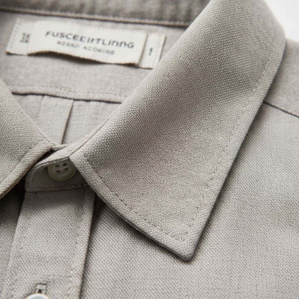 close-up of fused shirt collar with interlining